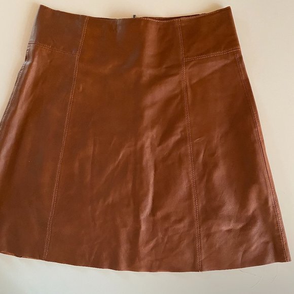 Zara Leather Mini A-Line Skirt - Picture 1 of 5